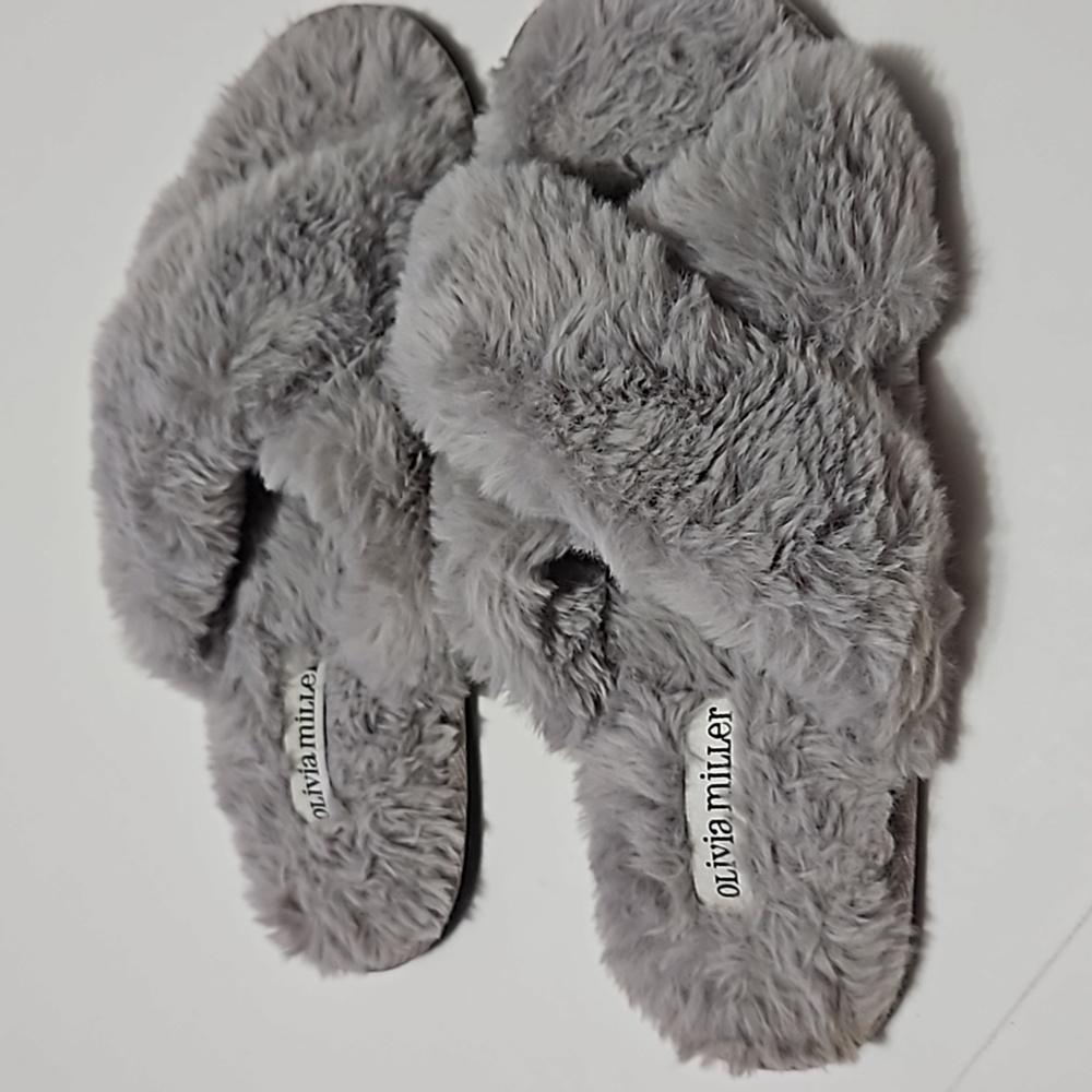 Olivia Miller Slip On House Open Toe Slippers Gray Size 7 #S-169